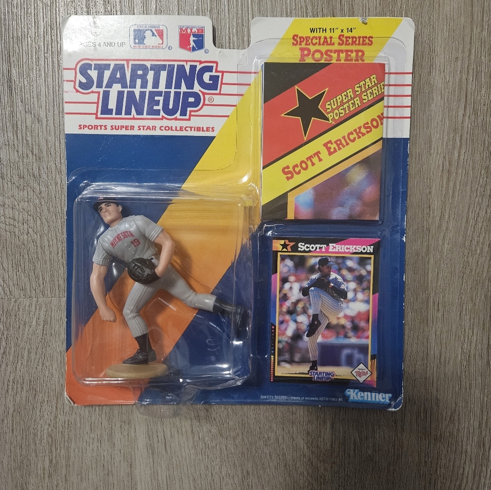 1992 Starting Lineup Scott Erickson Minnesota Twins Action Figure Card & Poster